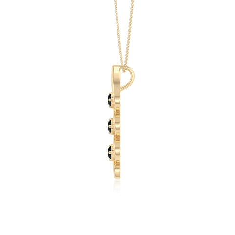 natural black-onyx 3 stone helix necklaces in yellow gold vermeil 
