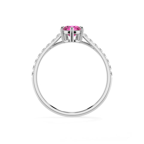 lab-grown pink-sapphire pear half eterity solitaire engagement ring