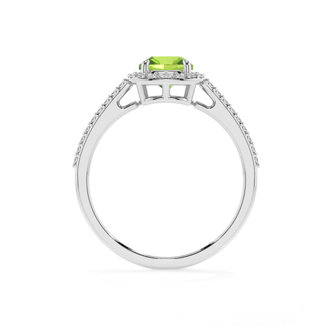 natural peridot cushion half eterity halo solitaire engagement ring