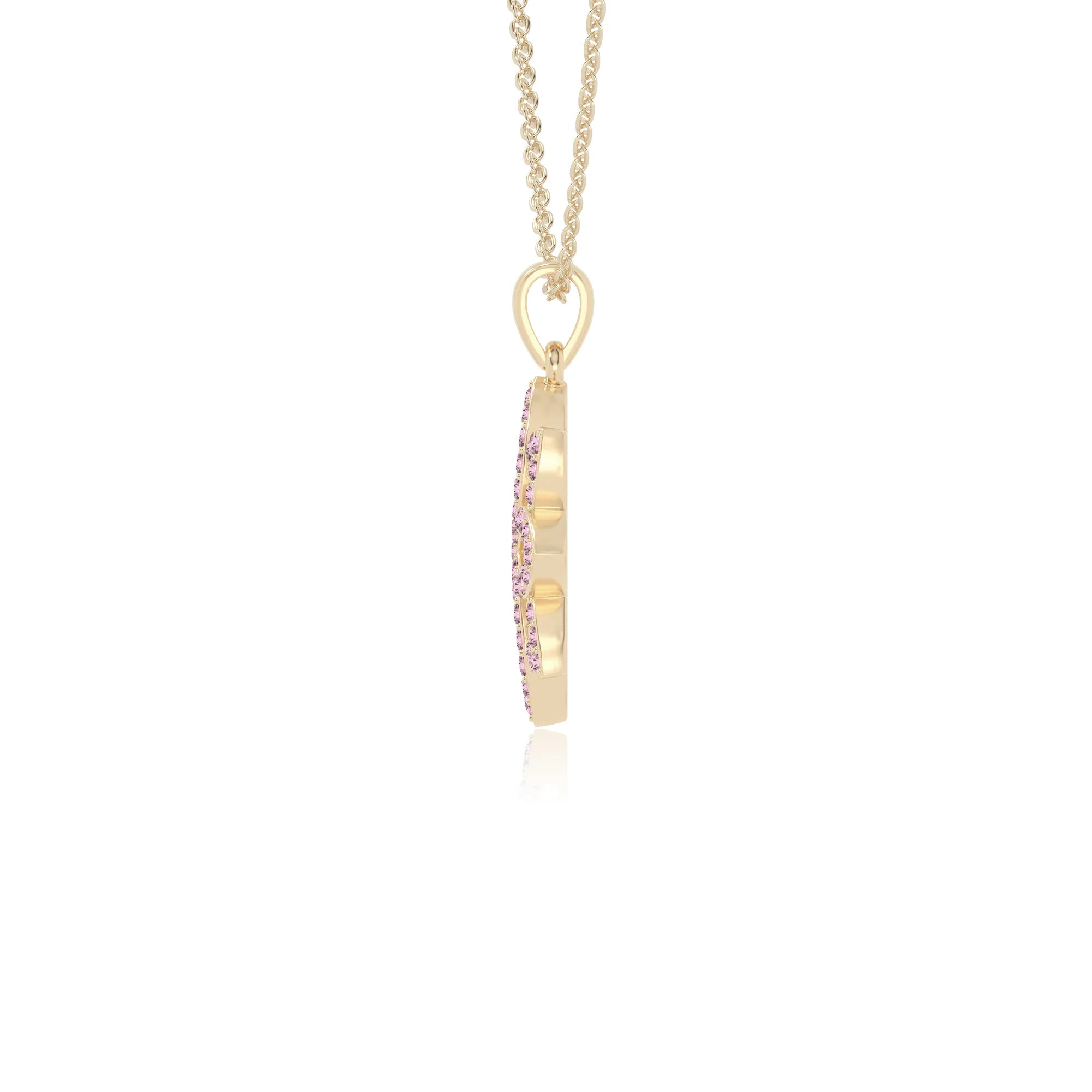 natural pink-tourmaline flower necklaces in yellow gold vermeil 