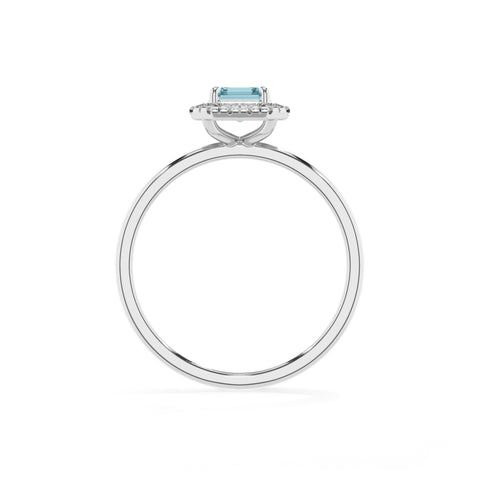 lab grown aquamarine emerald halo solitaire engagement ring