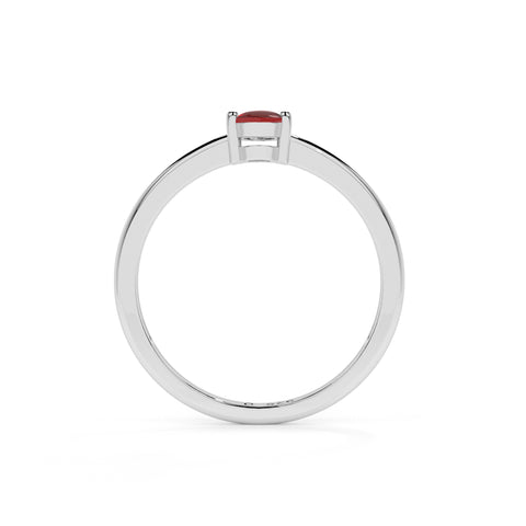 red garnet oval cab stackable prong-set ring