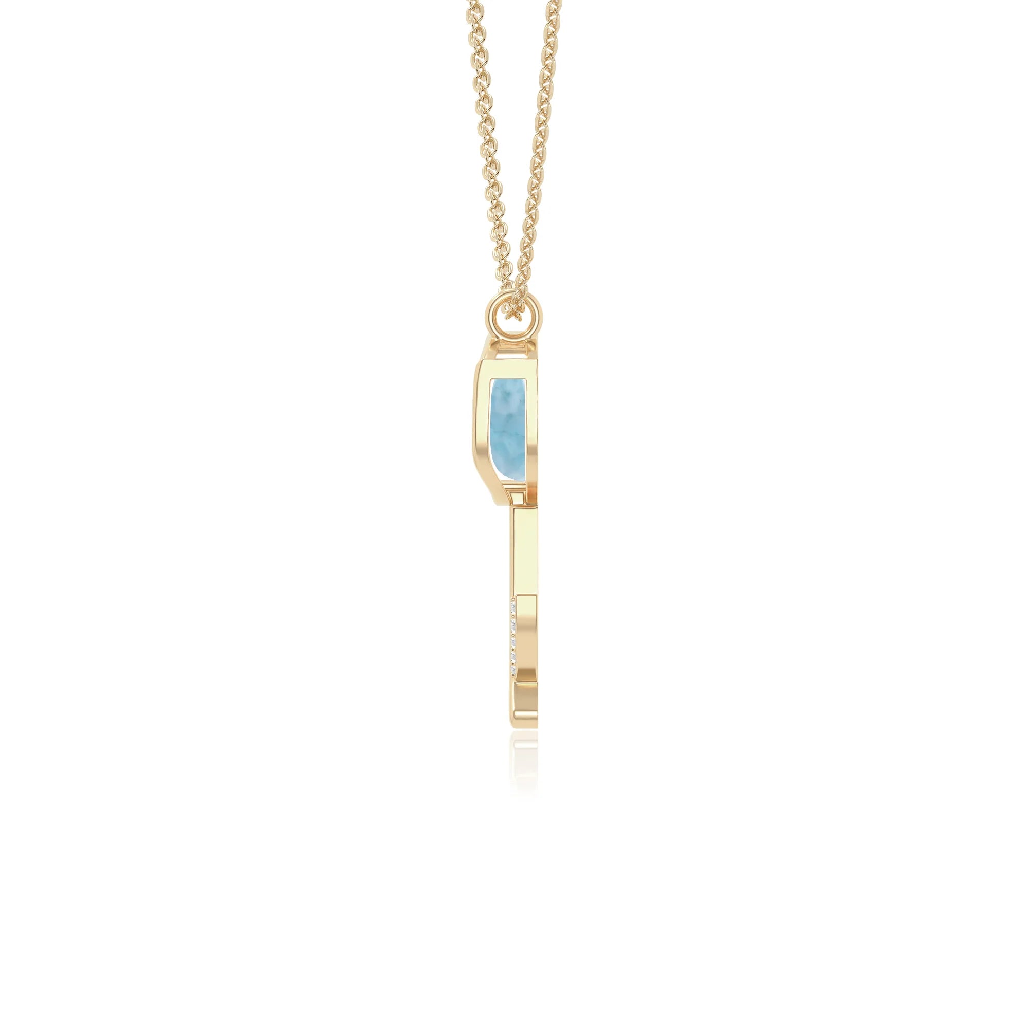 natural larimar tulip necklaces in yellow gold vermeil 