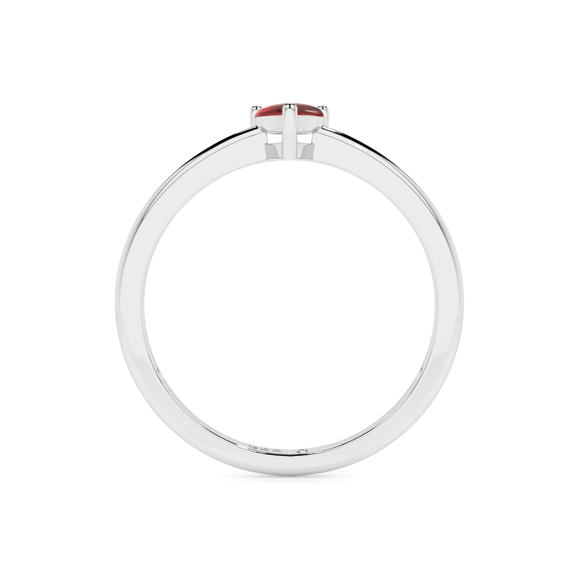 red garnet pear cab stackable prong-set ring