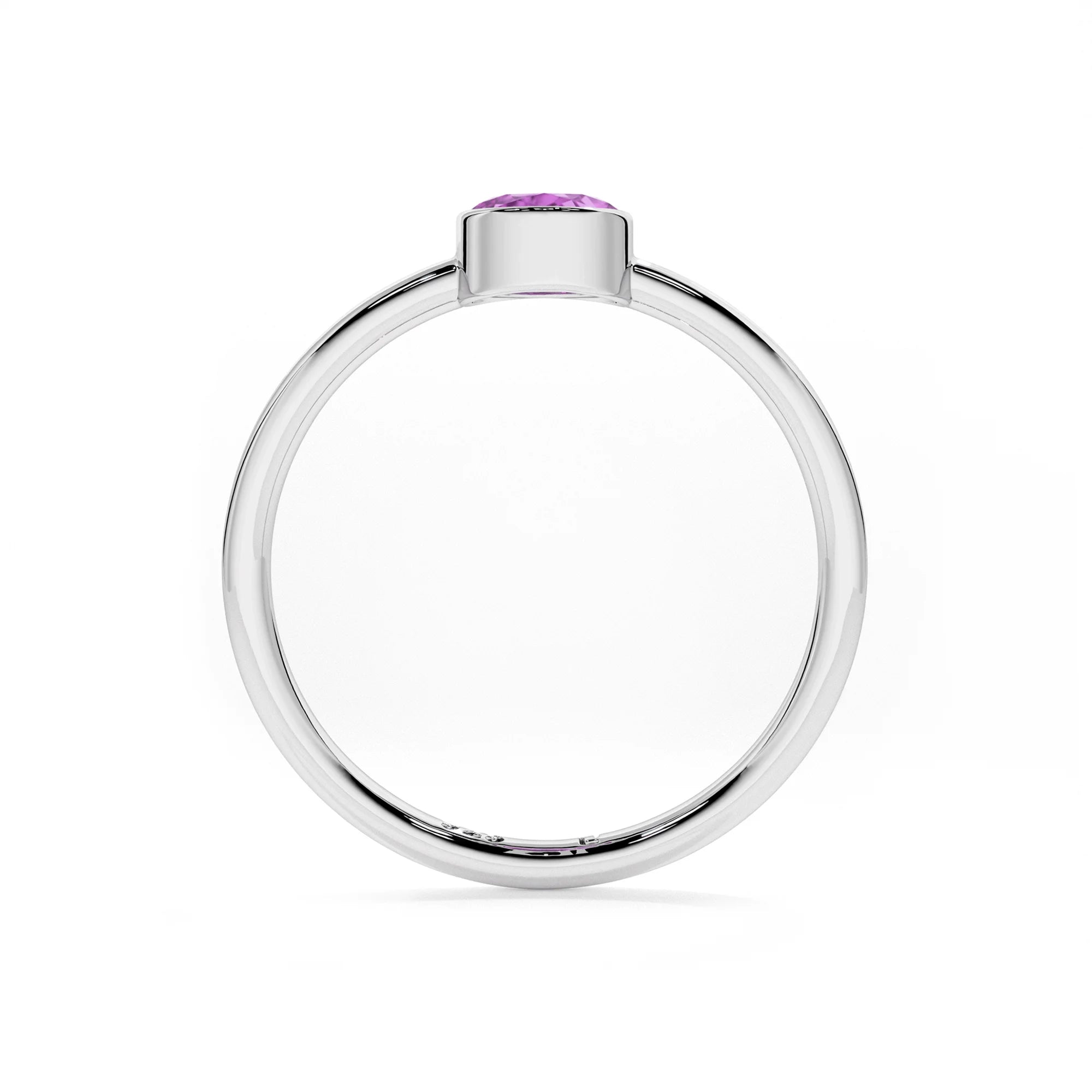 amethyst round cut stackable bezel-set ring