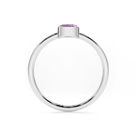 amethyst round cut stackable bezel-set ring