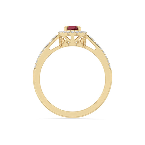 natural ruby solitaire halo engagement rings in yellow gold vermeil