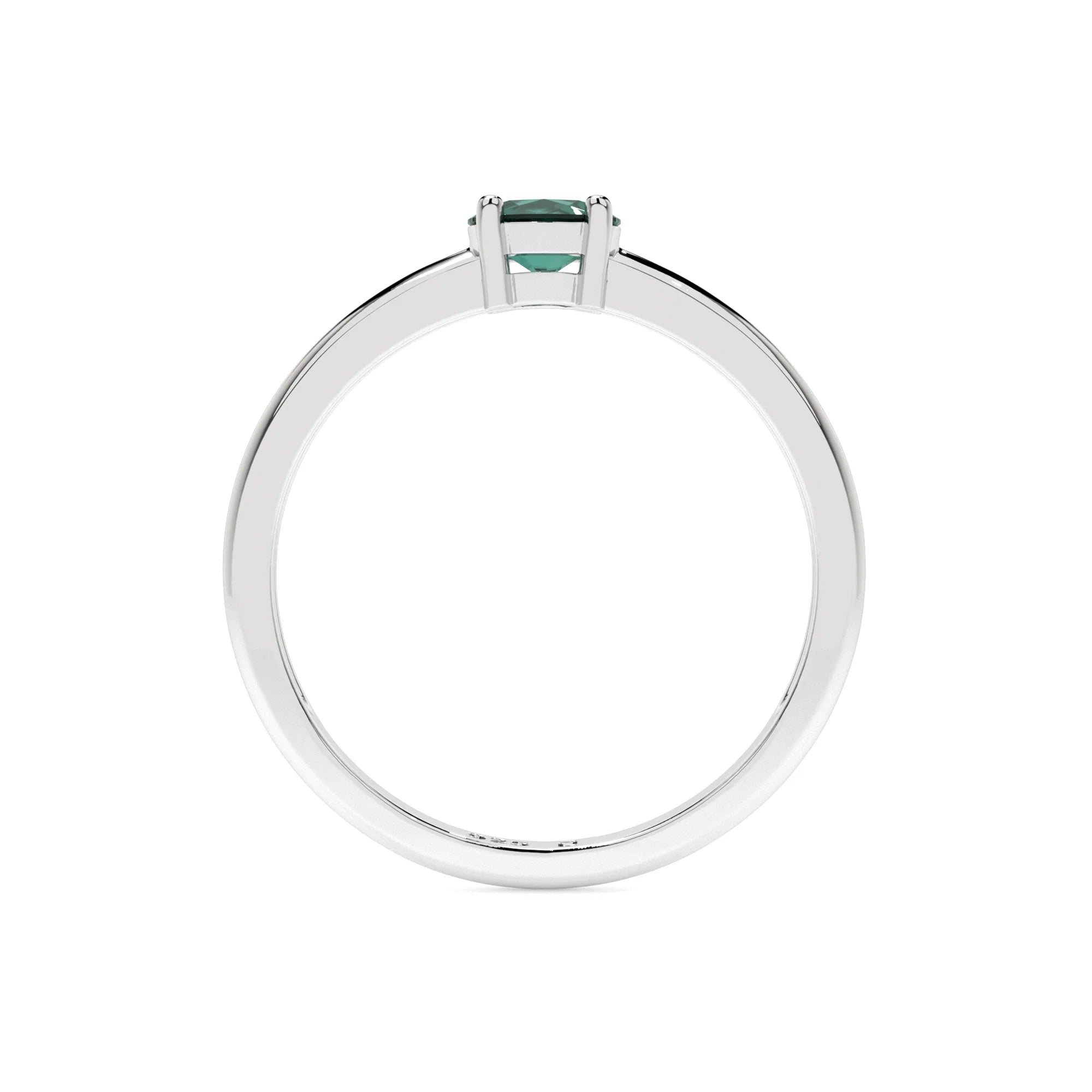 green tourmaline round cut stackable prong-set ring
