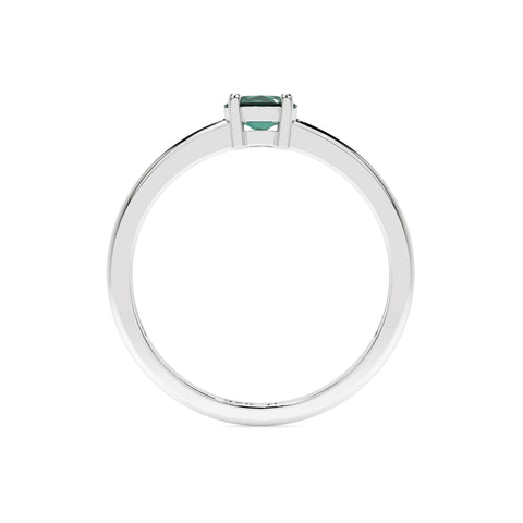 green tourmaline round cut stackable prong-set ring