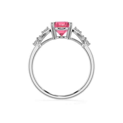 lab-grown pink-tourmaline pear criss cross solitaire engagement ring