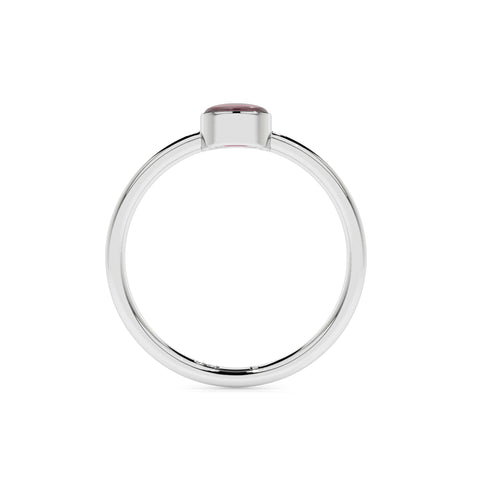 pink tourmaline round cab stackable bezel-set ring