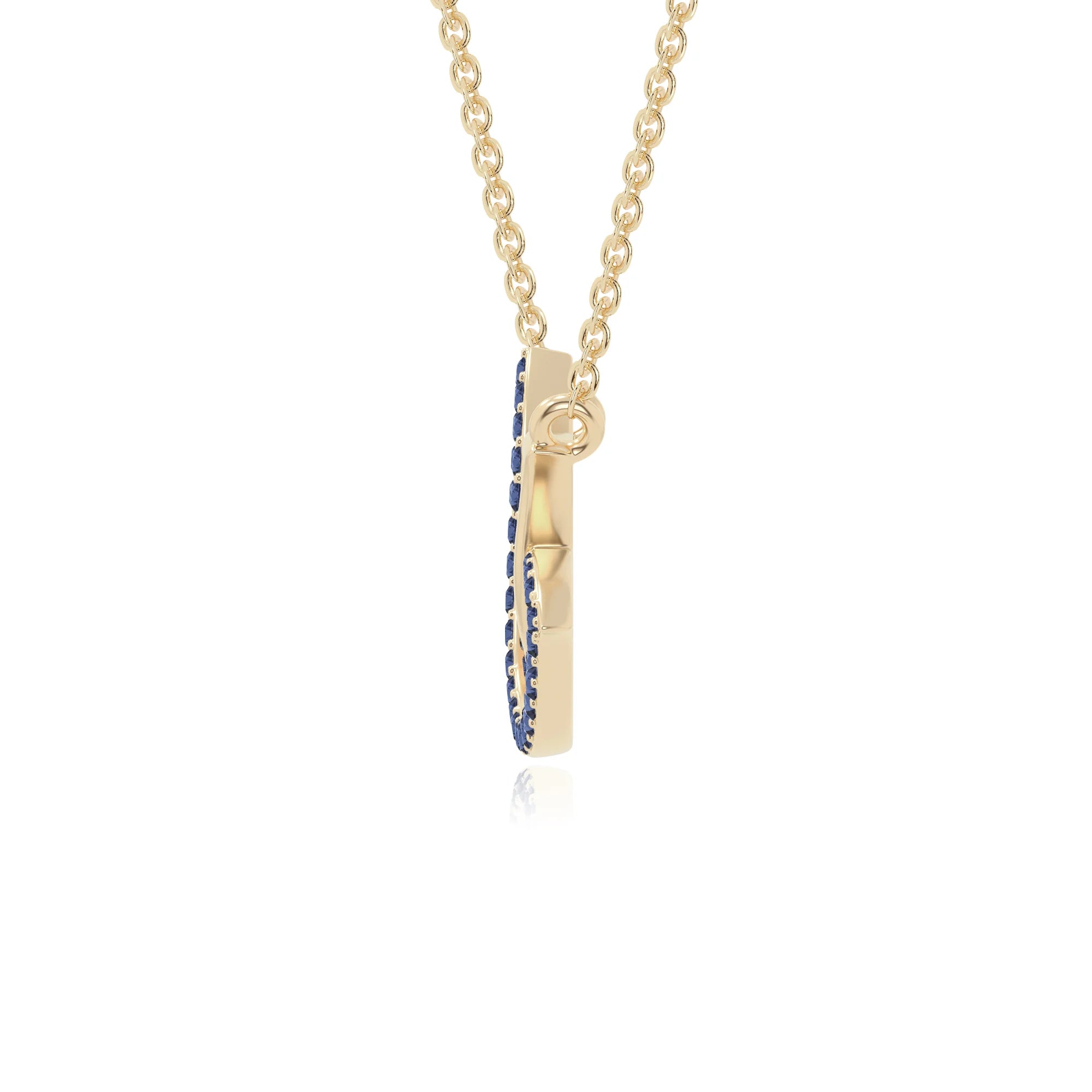 natural blue-sapphire lotus flower necklaces in yellow gold vermeil 