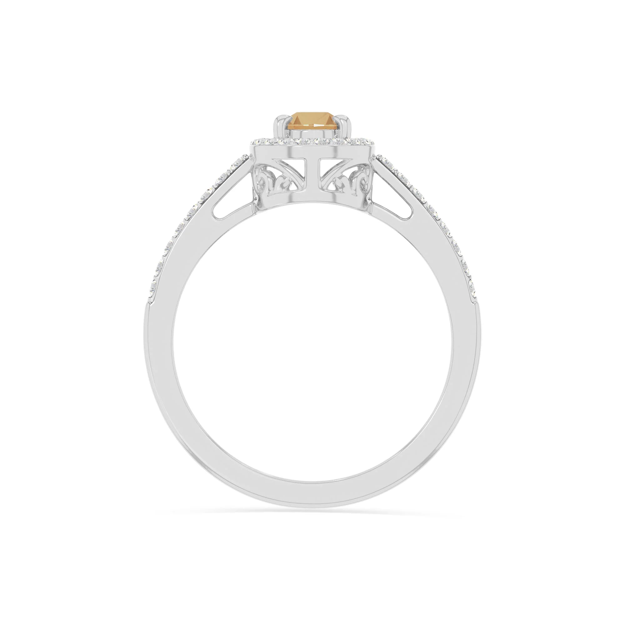 natural citrine solitaire halo engagement rings in sterling silver 