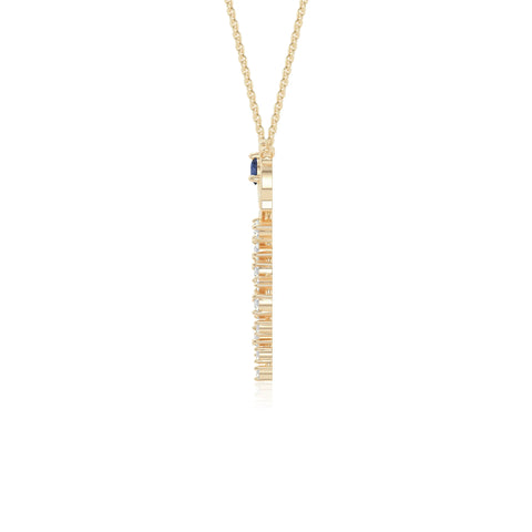 natural blue sapphire rose flower necklaces in yellow gold vermeil 
