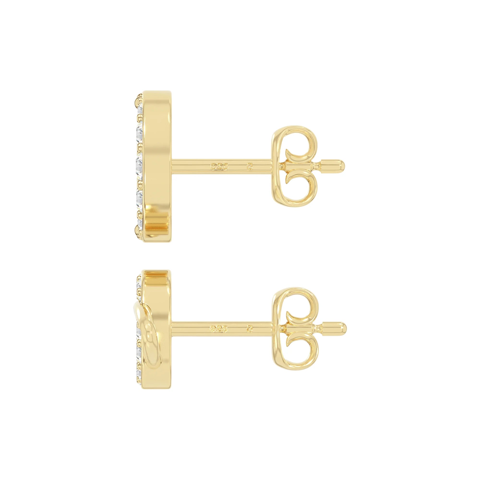 moissanite moon-star-planet stud earrings in yellow gold vermeil 