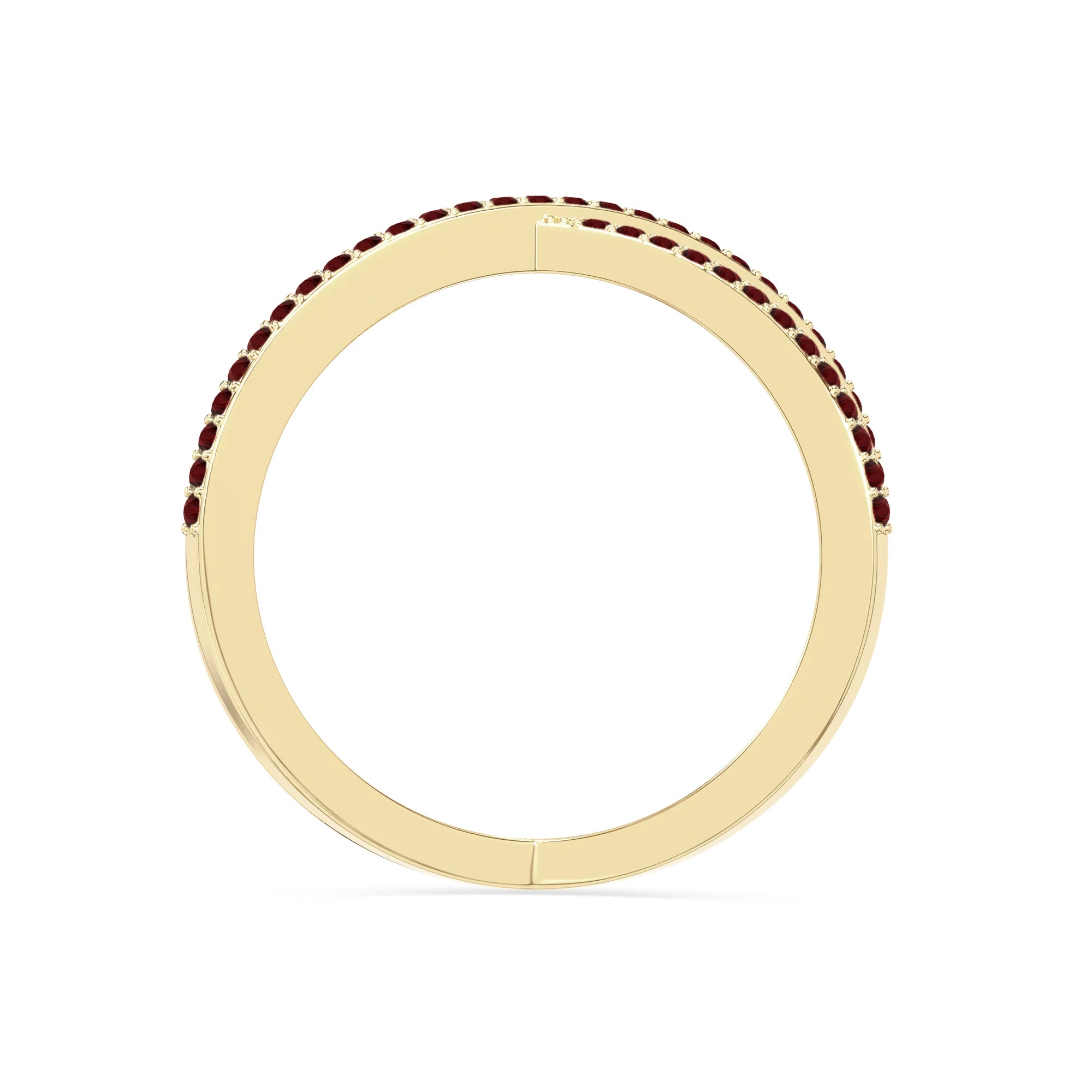 natural garnet criss cross band rings in yellow gold vermeil