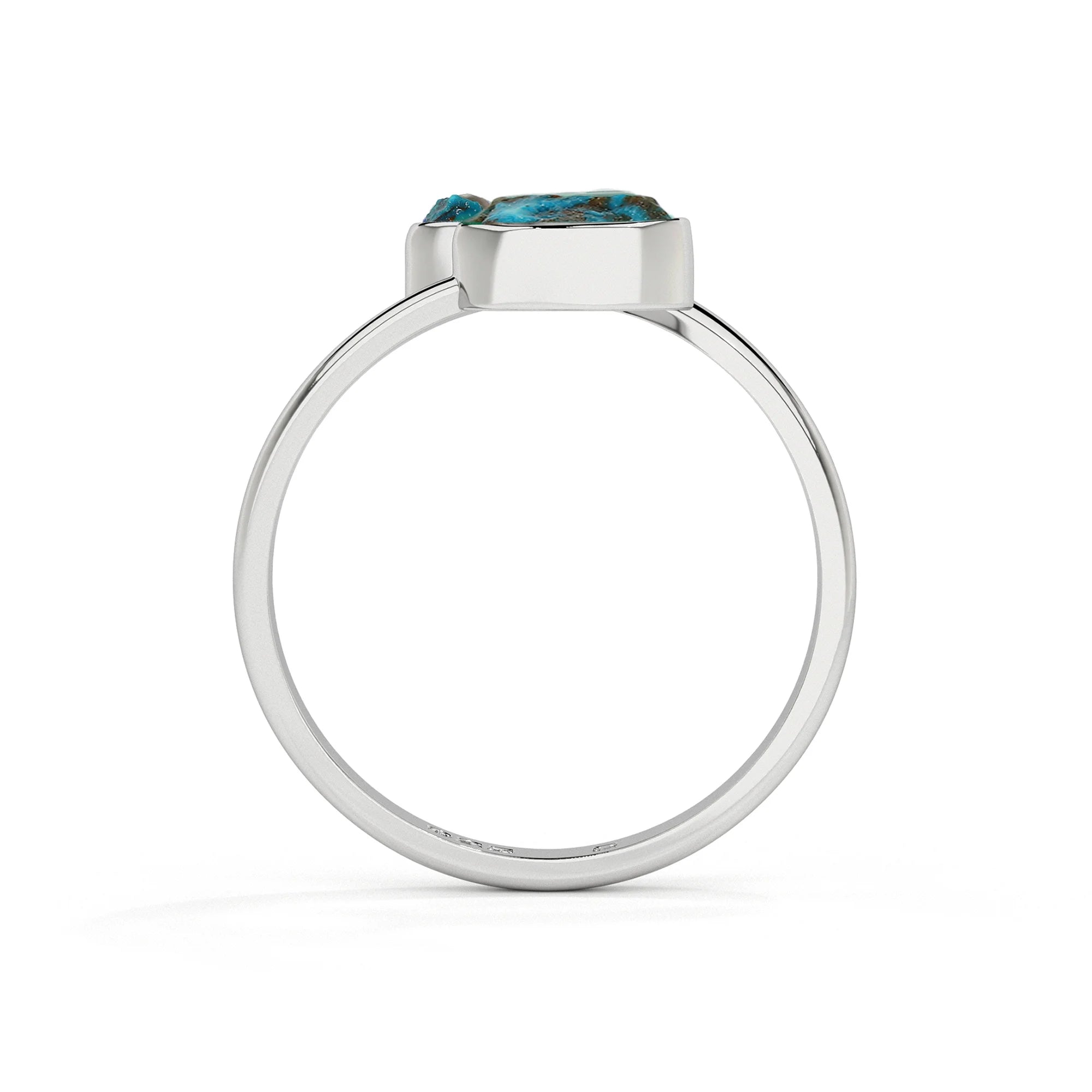 chrysocolla rough shape stackable bezel-set ring