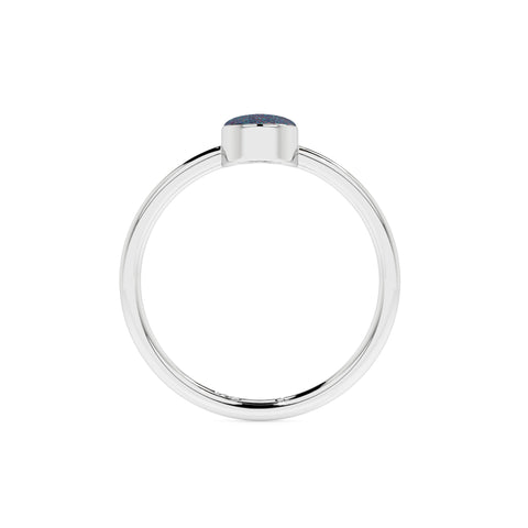 titanium druzy oval cab stackable bezel-set ring