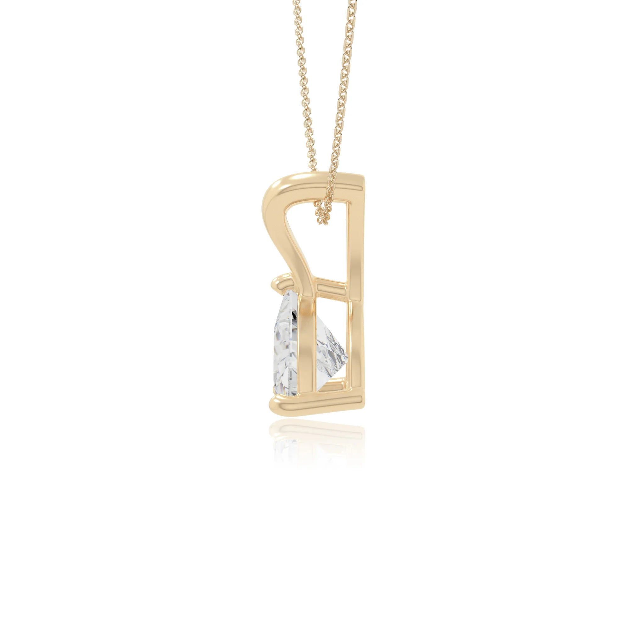 moissanite v-bale solitaire necklaces in yellow gold vermeil 