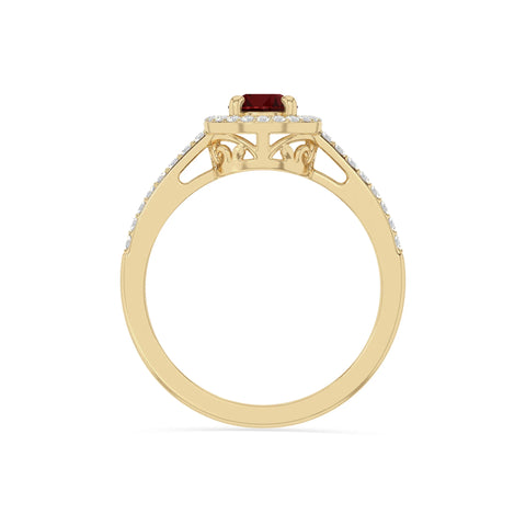 natural garnet solitaire halo engagement rings in yellow gold vermeil
