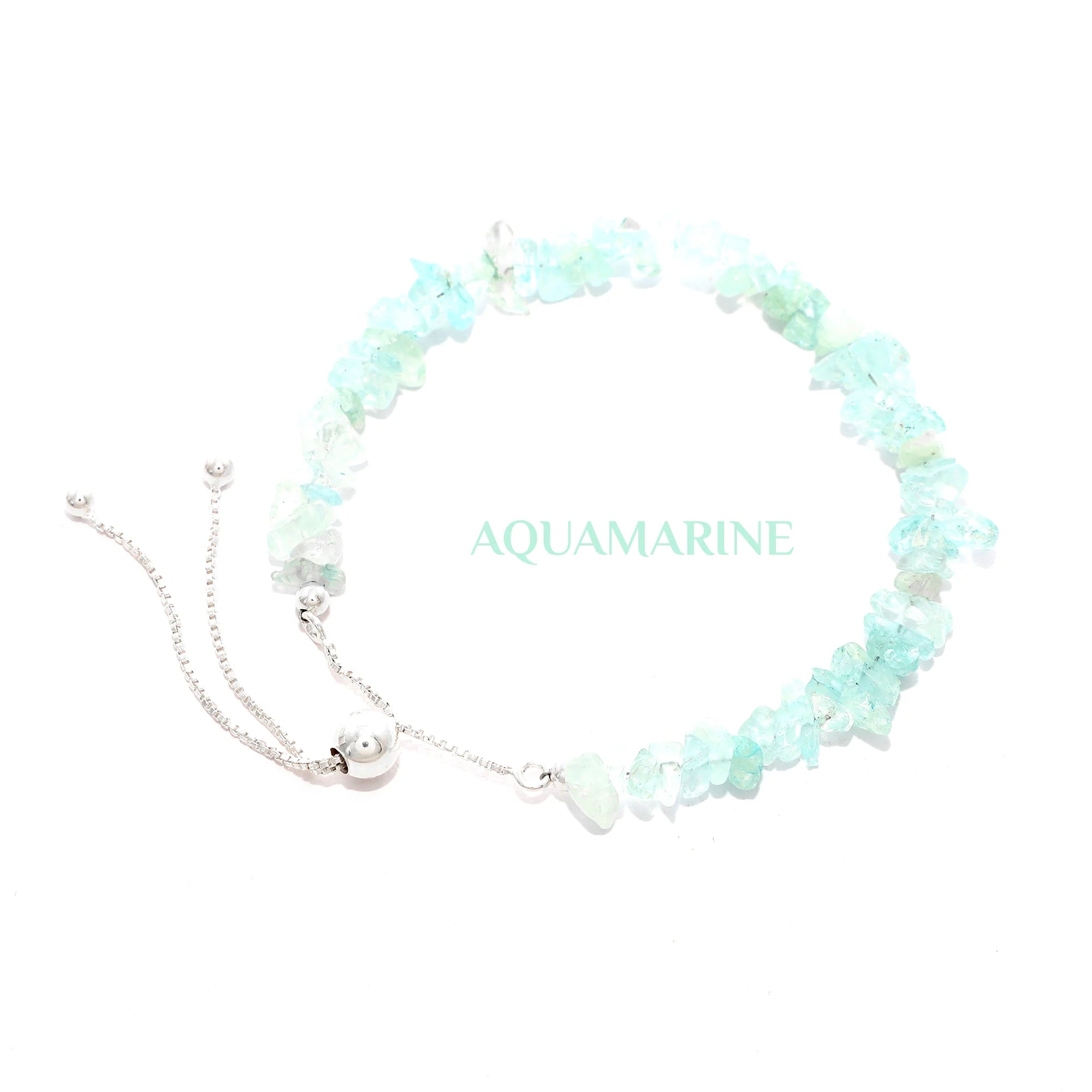 natural aquamarine rough shape bolo bracelet