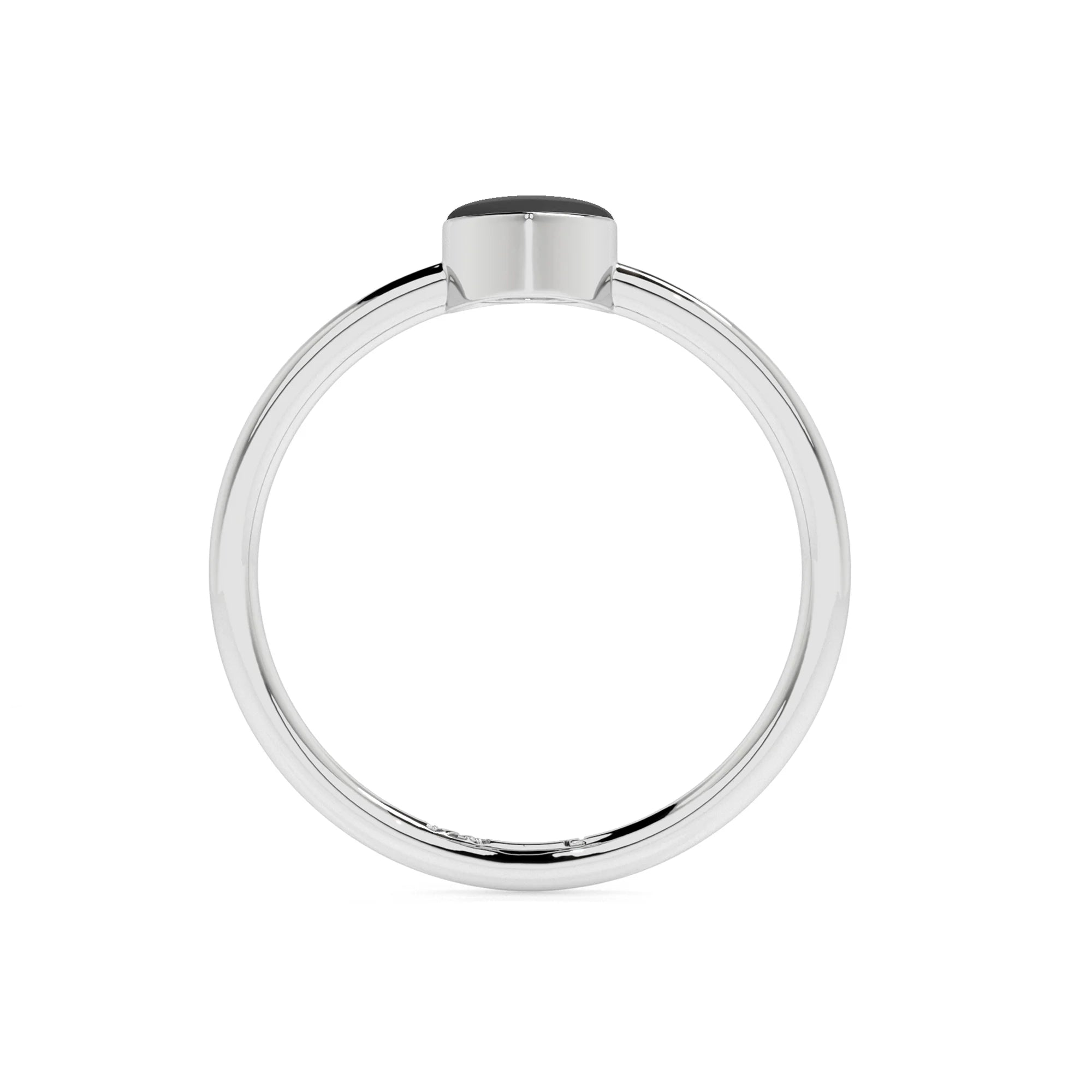 black onyx pear cab stackable bezel-set ring