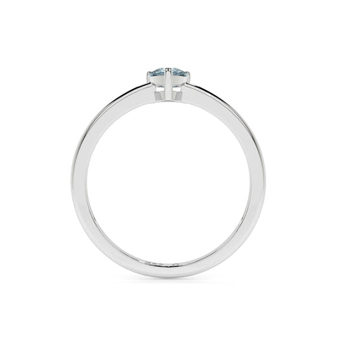 aquamarine pear cut stackable prong-set ring