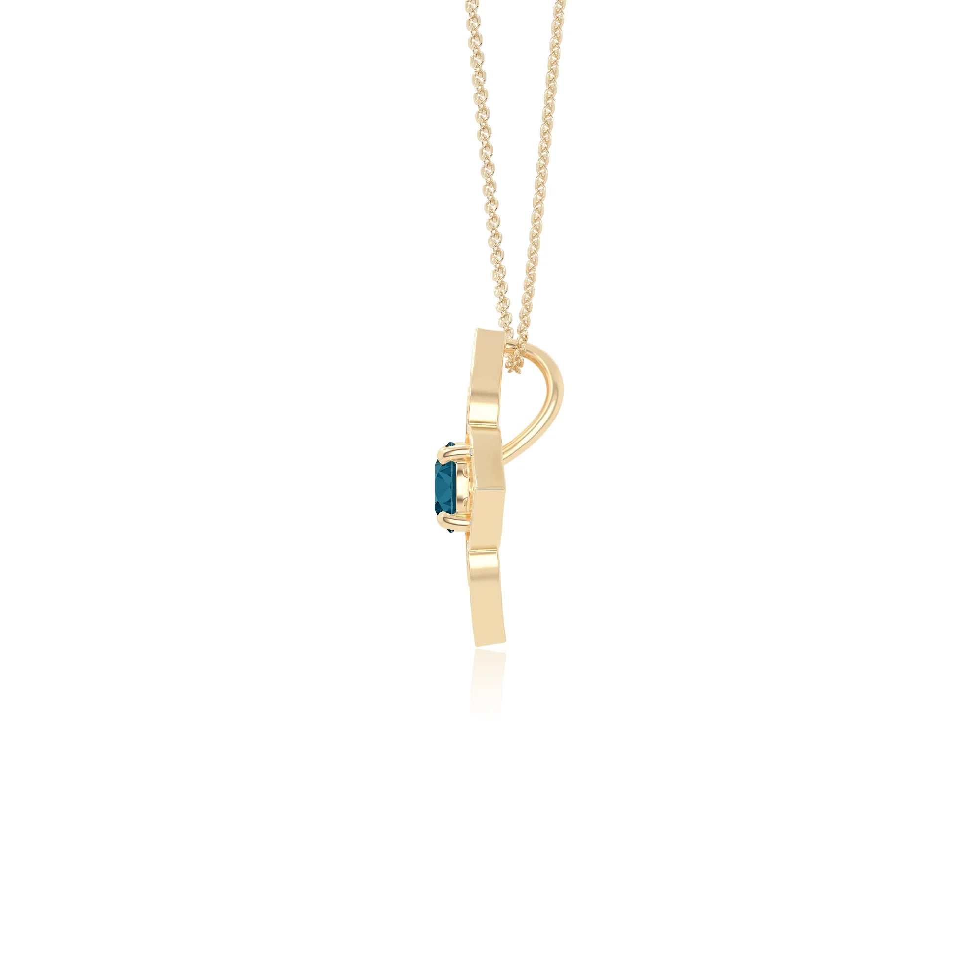 natural london-blue-topaz 4 petal flower necklaces in yellow gold vermeil 