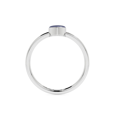 lapis lazuli pear cab stackable bezel-set ring