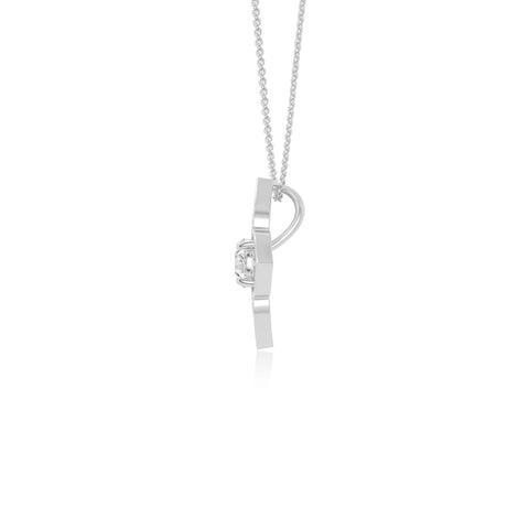 moissanite 4 petal flower necklaces in sterling silver 