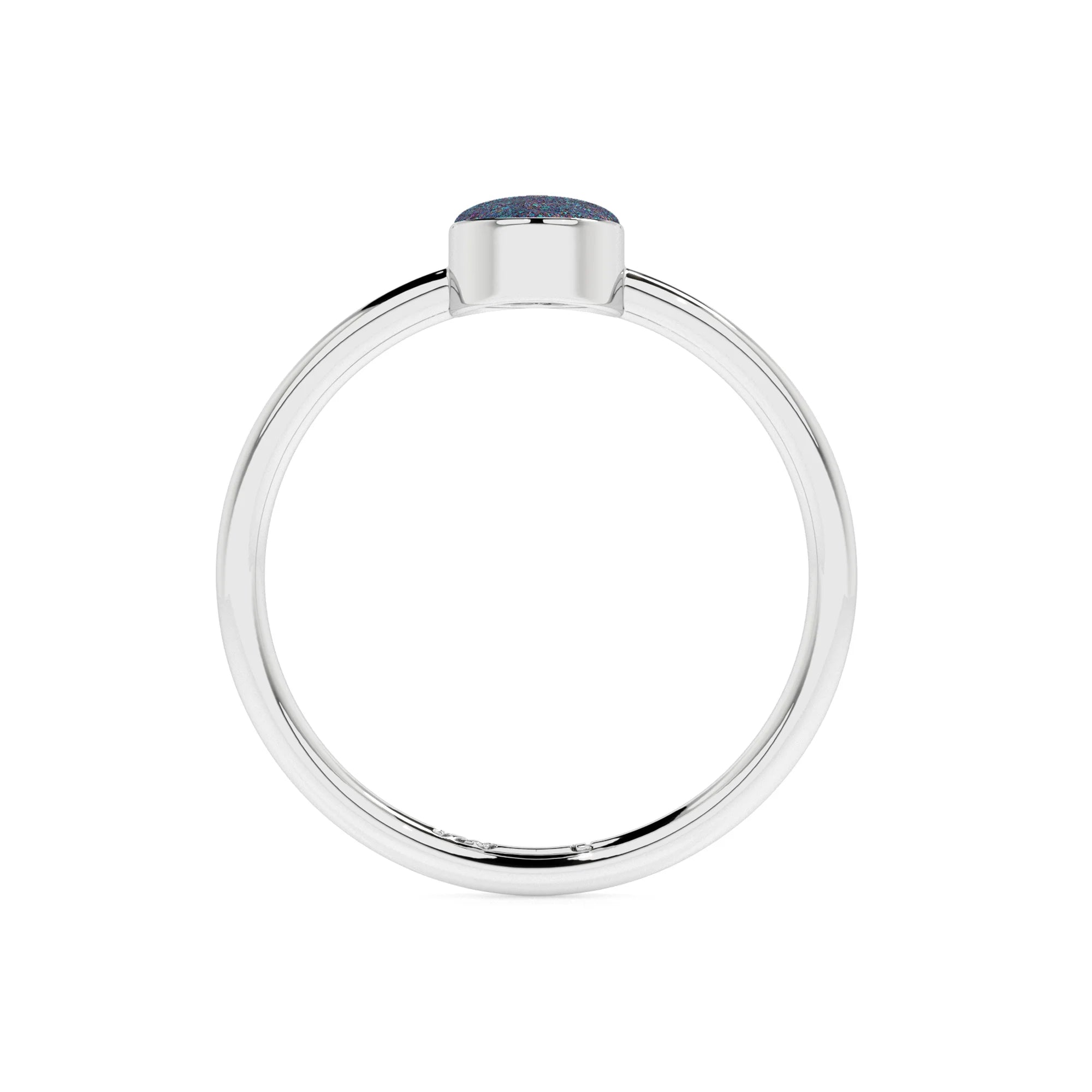 titanium druzy oval cab stackable bezel-set ring