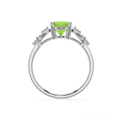 natural peridot pear criss cross solitaire engagement ring