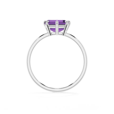 lab grown amethyst emerald solitaire engagement ring