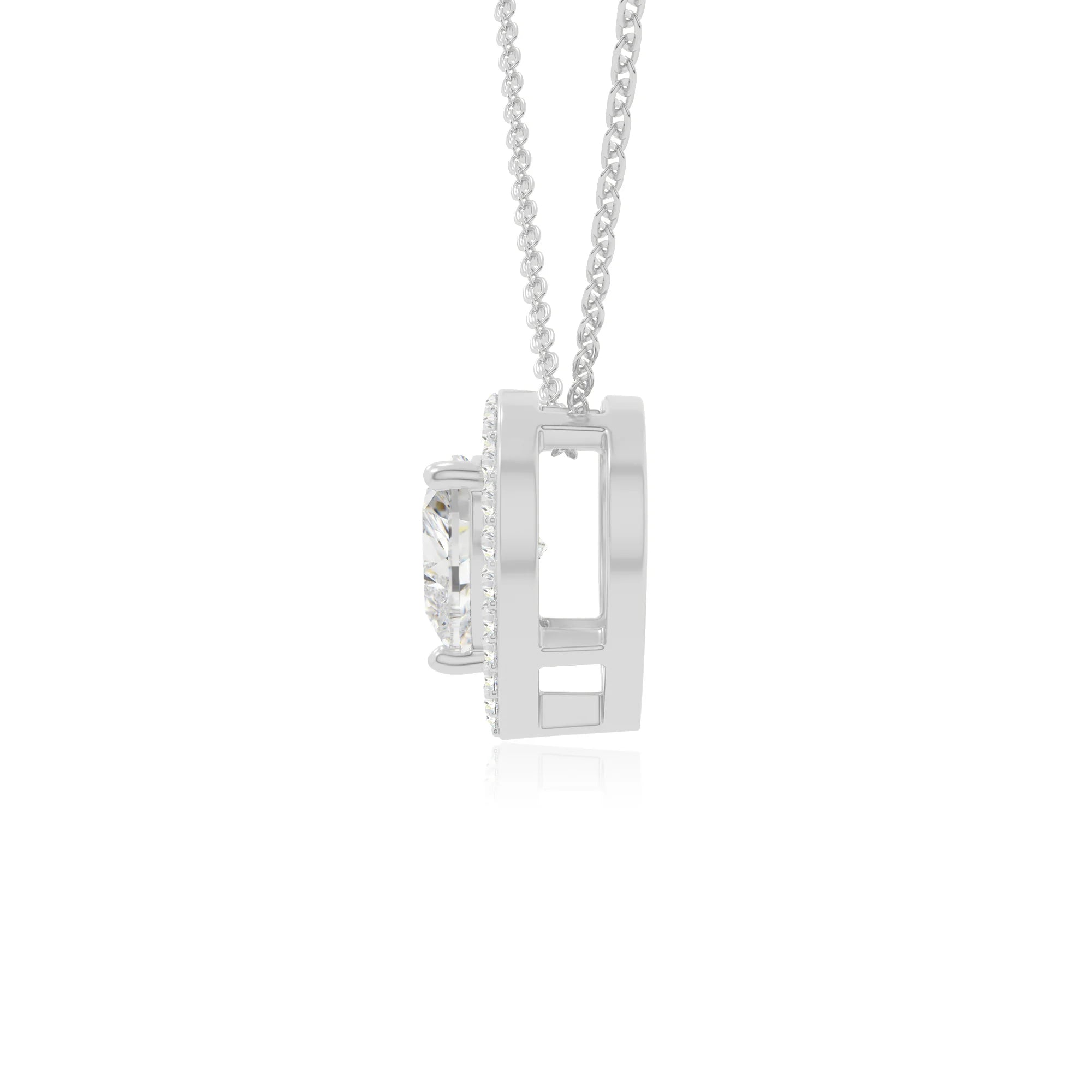 moissanite v-bale solitaire necklaces in sterling silver 