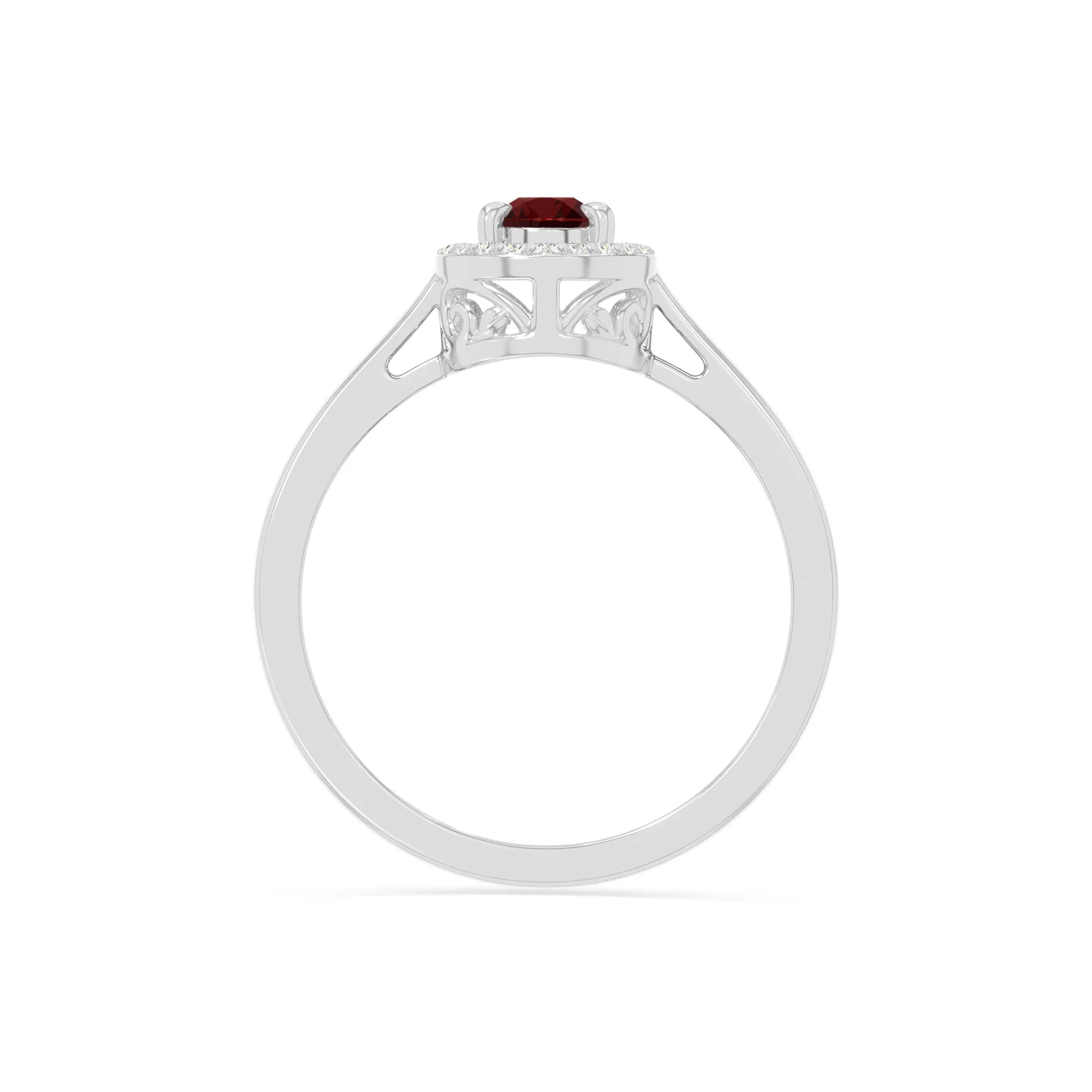 natural garnet solitaire halo engagement rings in sterling silver 