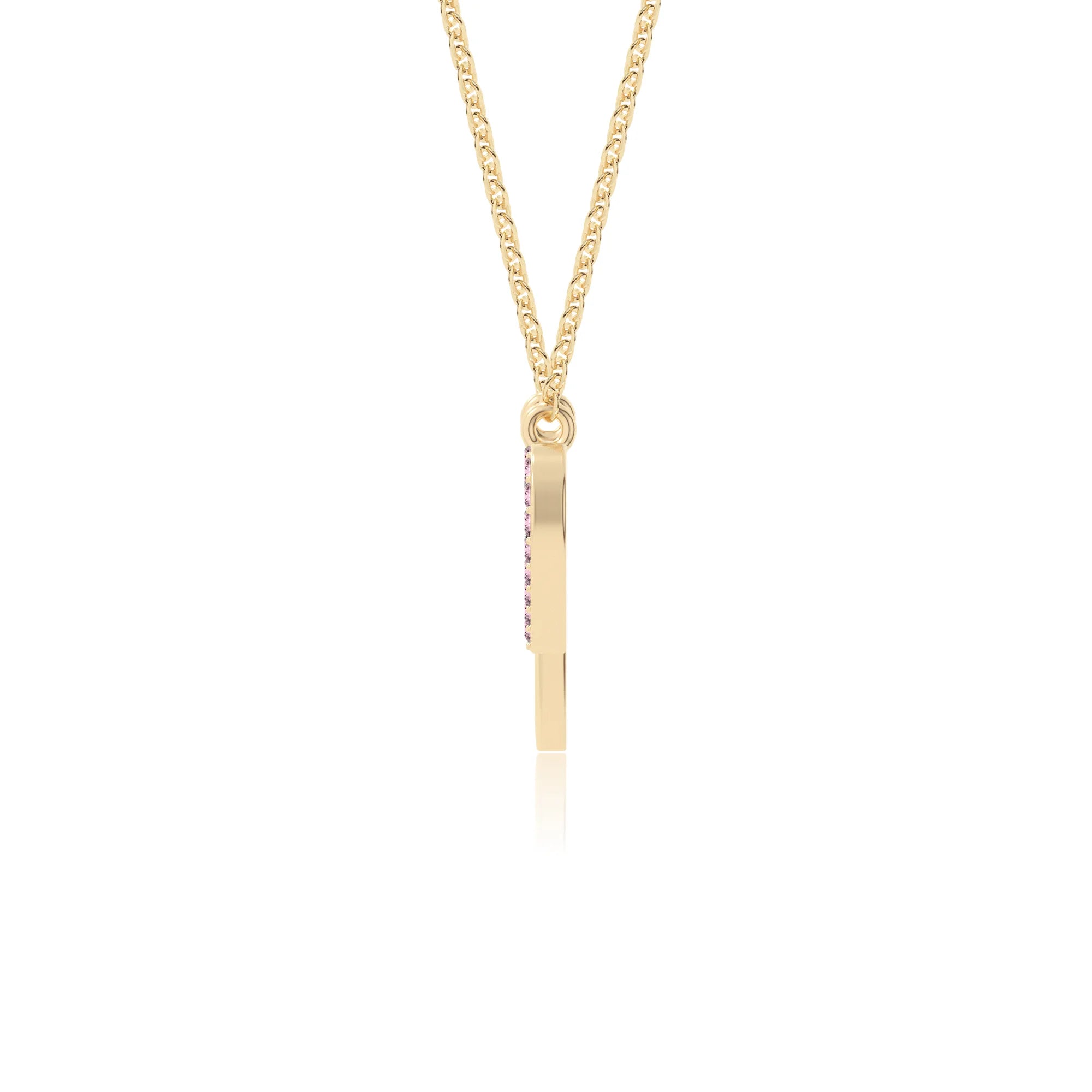 natural pink-tourmaline heartbeat necklaces in yellow gold vermeil 