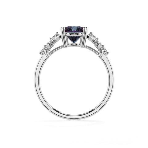 lab grown alexandrite pear criss cross solitaire engagement ring