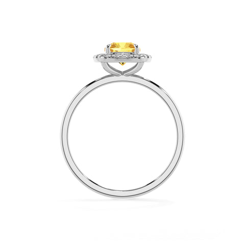 lab-grown yellow-sapphire cushion halo solitaire engagement ring