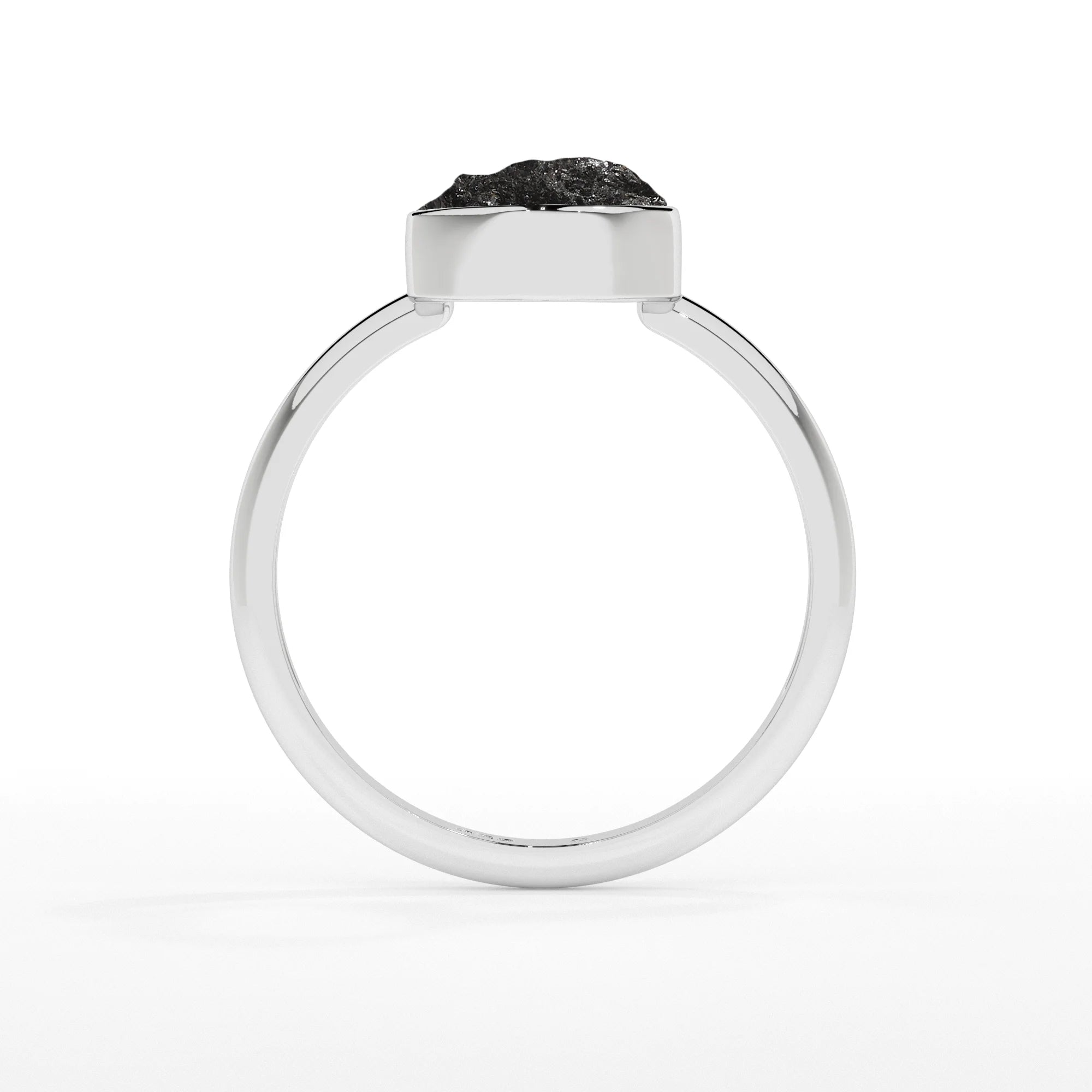 shungite rough shape stackable bezel-set ring