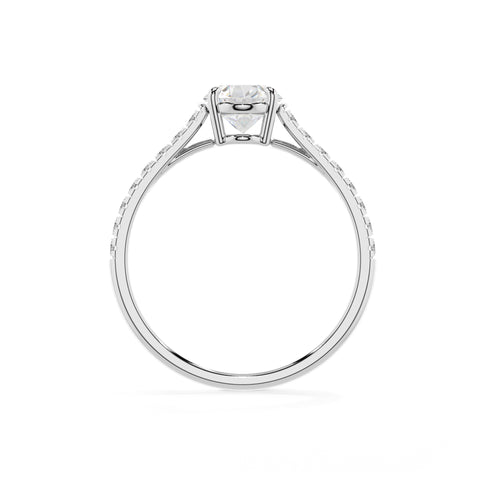 lab-grown moissanite oval half eterity solitaire engagement ring