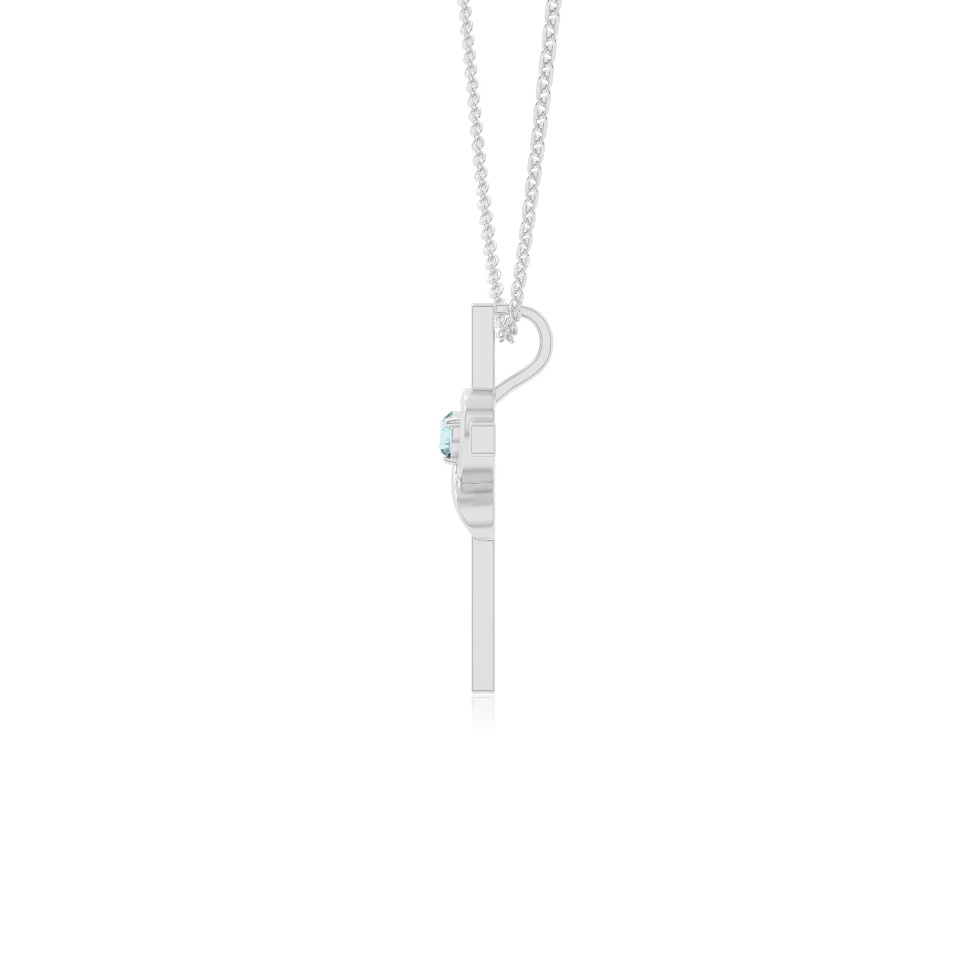 natural aquamarine infinity cross necklaces in sterling silver 