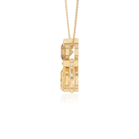 natural citrine heart in heart necklaces in yellow gold vermeil 