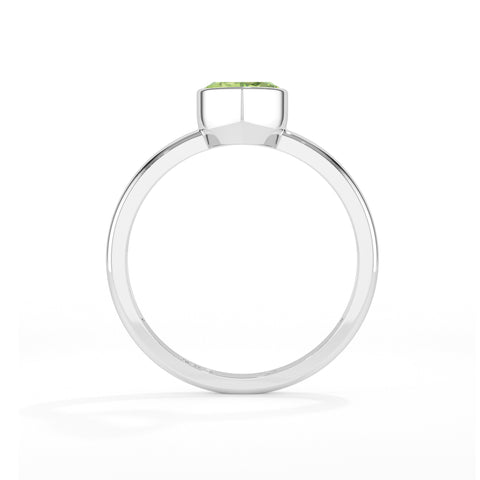 peridot pear cut stackable bezel-set ring