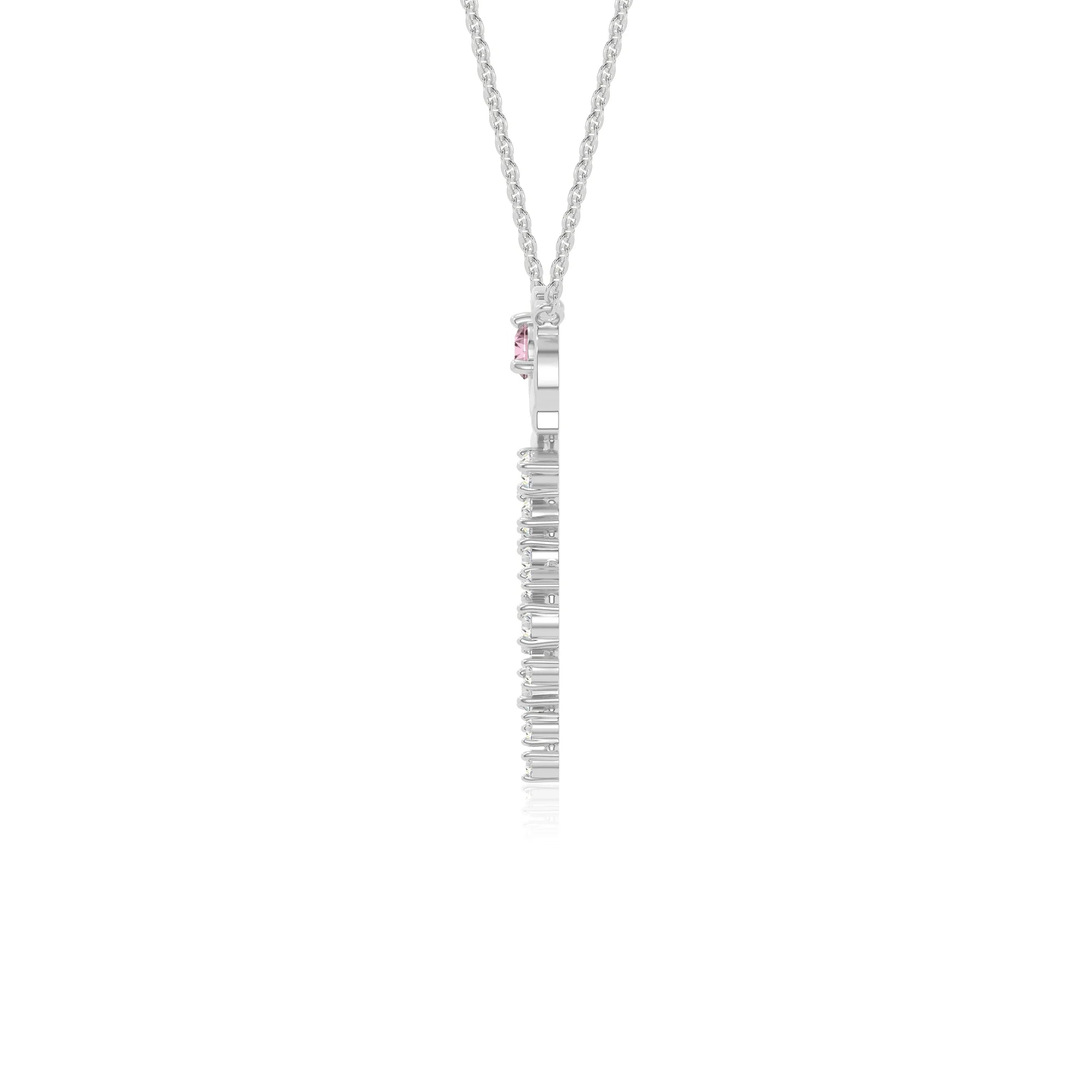 natural pink tourmaline rose flower necklaces in sterling silver 