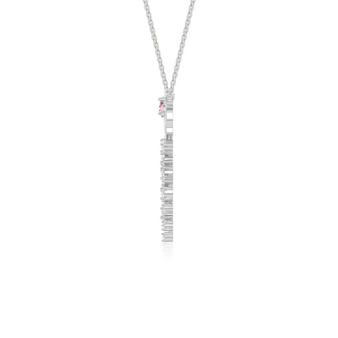 natural pink tourmaline rose flower necklaces in sterling silver 