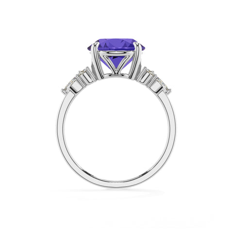 lab-grown tanzanite round solitaire engagement ring