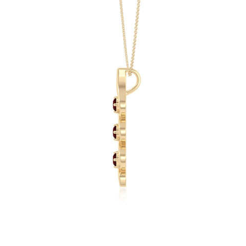 natural garnet 3 stone helix necklaces in yellow gold vermeil 