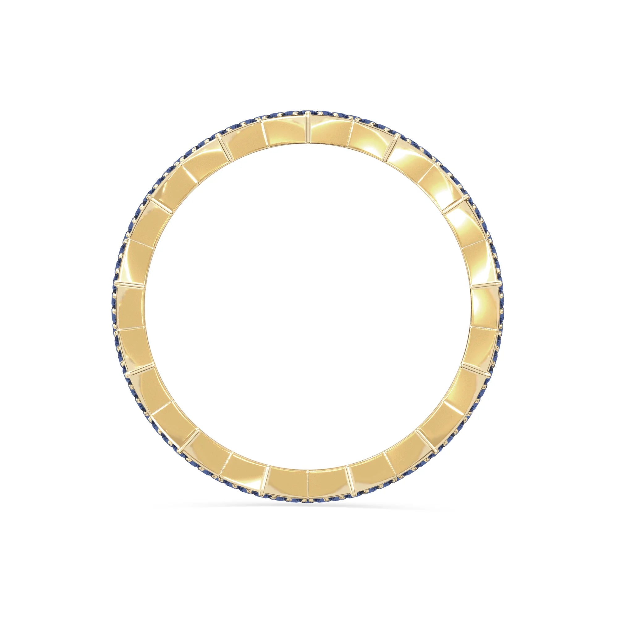 natural blue sapphire zig-zag wedding band rings in yellow gold vermeil