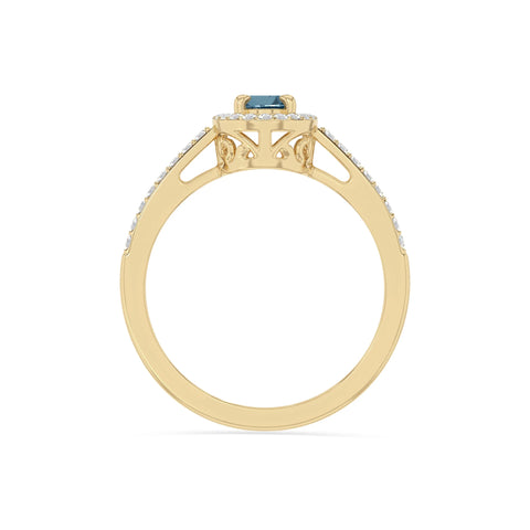 natural london blue topaz solitaire halo engagement rings in yellow gold vermeil
