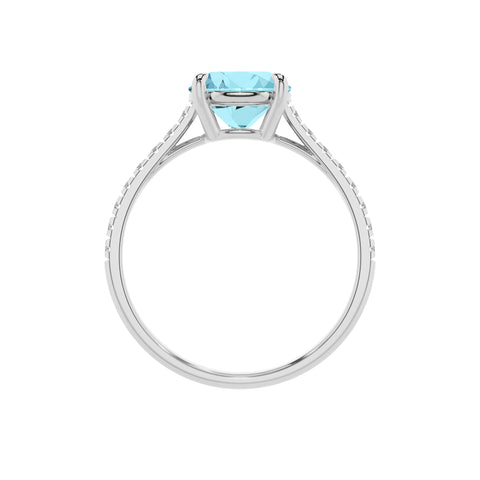 lab grown aquamarine round half eterity solitaire engagement ring